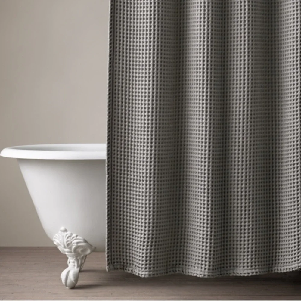 Restoration Hardware - White Waffle weave shower curtain